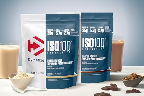 Dymatize ISO 100 Protéine de lactosérum hydrolysée Gourmande au Chocolat 576g Absorption Rapide pour Sportifs Post-Entra