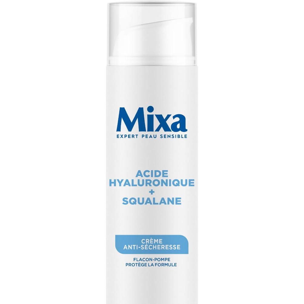 Mixa - Crème Anti-Sécheresse Hydrate pendant 48H - Hypoallergénique - Pour la Peau Sensible - Apaise les Tiraillements -