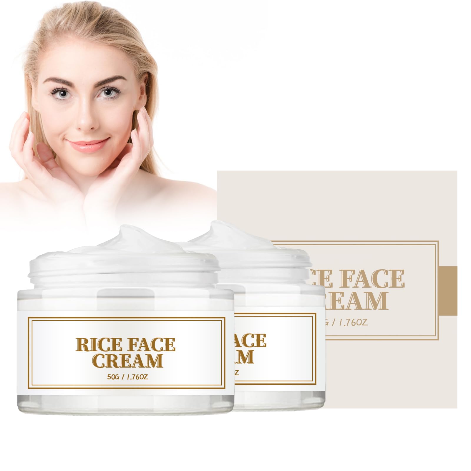 Crème visage au riz blanchissante anti-âge hydratante fermeté peau 2 PCS