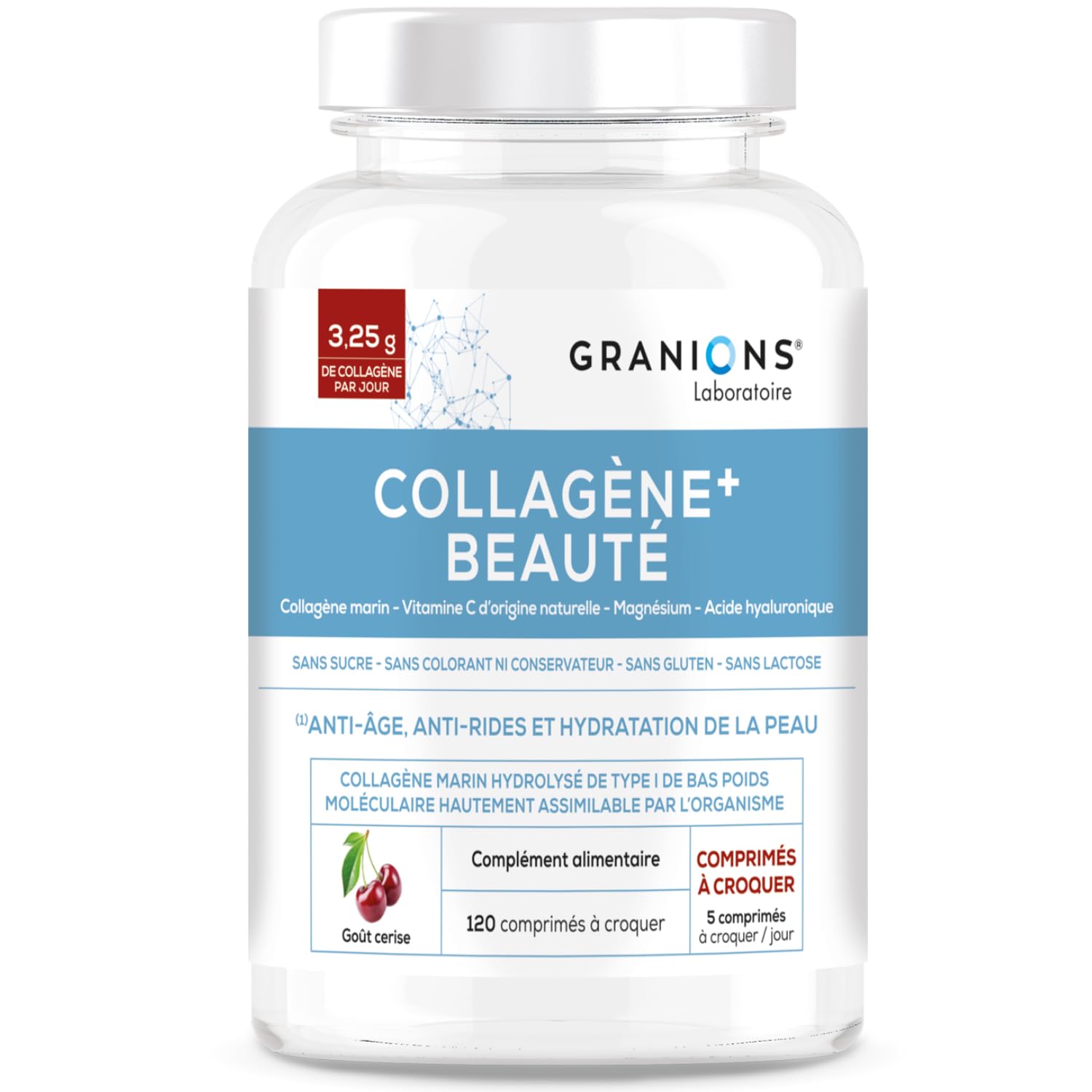 Collagène Marin Gummies + Vitamine C + Acide Hyaluronique - Complément Alimentaire pour la Peau - 120 Gélules Faciles à 